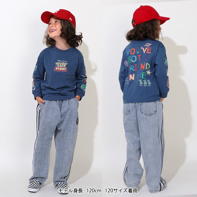 【ベビードール】トイ・ストーリー 親子お揃い 袖ロンT 9618K / ベビーサイズ キッズ トップス 長袖 Tシャツ リンクコーデ ペアルック 親子コーデ ラクガキ風デザイン 天竺素材 スリンキー グリーンアーミーメン