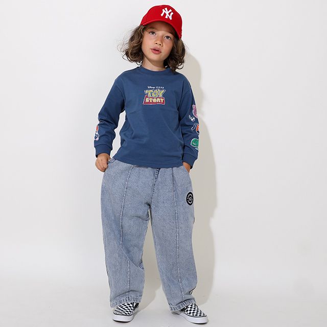 【ベビードール】トイ・ストーリー 親子お揃い 袖ロンT 9618K / ベビーサイズ キッズ トップス 長袖 Tシャツ リンクコーデ ペアルック 親子コーデ ラクガキ風デザイン 天竺素材 スリンキー グリーンアーミーメン