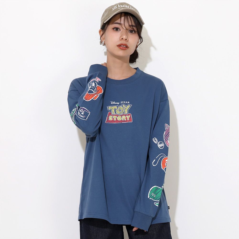 【ベビードール】トイ・ストーリー 親子お揃い 袖ロンT 9618A / 大人 ユニセックス 男女兼用 リンクコーデ ペアルック 親子コーデ トップス 長袖 ラクガキ風デザイン 天竺素材 スリンキー グリーンアーミーメン