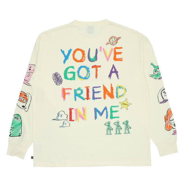 【ベビードール】トイ・ストーリー 親子お揃い 袖ロンT 9618A / 大人 ユニセックス 男女兼用 リンクコーデ ペアルック 親子コーデ トップス 長袖 ラクガキ風デザイン 天竺素材 スリンキー グリーンアーミーメン