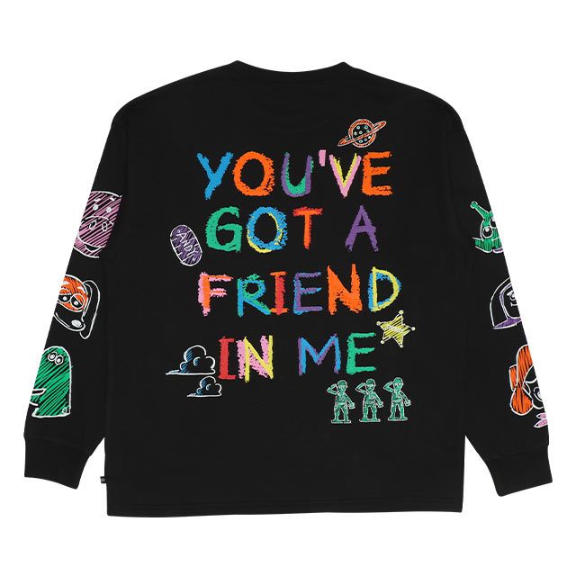 【ベビードール】トイ・ストーリー 親子お揃い 袖ロンT 9618A / 大人 ユニセックス 男女兼用 リンクコーデ ペアルック 親子コーデ トップス 長袖 ラクガキ風デザイン 天竺素材 スリンキー グリーンアーミーメン