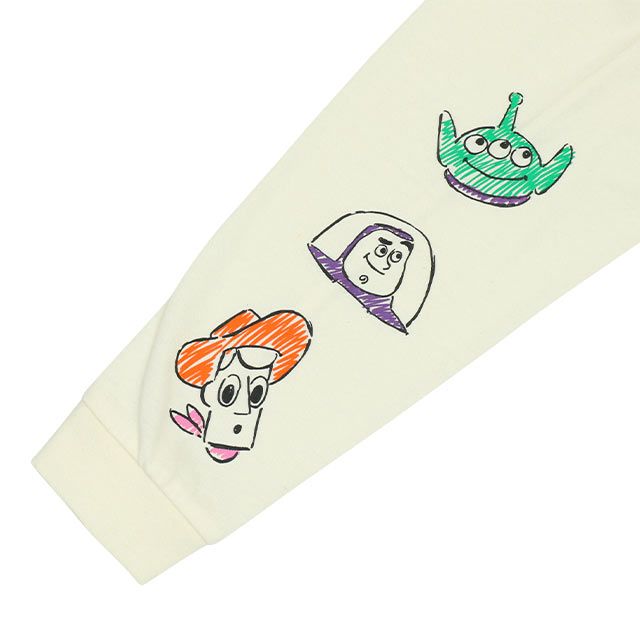 【ベビードール】トイ・ストーリー 親子お揃い 袖ロンT 9618A / 大人 ユニセックス 男女兼用 リンクコーデ ペアルック 親子コーデ トップス 長袖 ラクガキ風デザイン 天竺素材 スリンキー グリーンアーミーメン