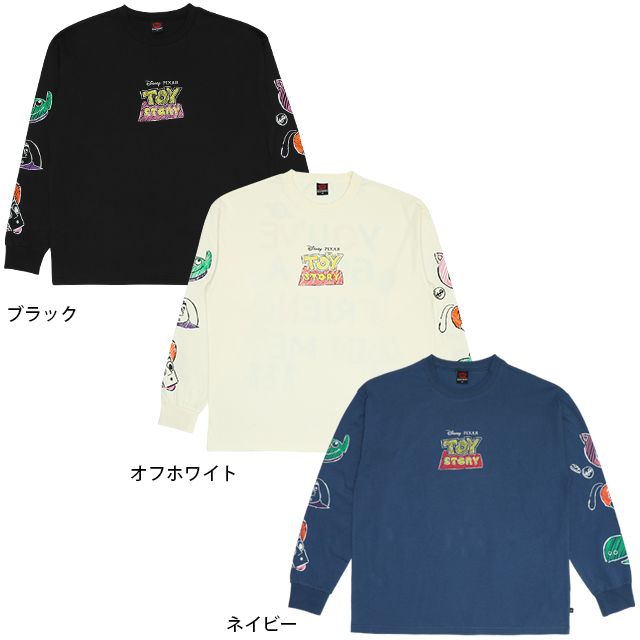【ベビードール】トイ・ストーリー 親子お揃い 袖ロンT 9618A / 大人 ユニセックス 男女兼用 リンクコーデ ペアルック 親子コーデ トップス 長袖 ラクガキ風デザイン 天竺素材 スリンキー グリーンアーミーメン
