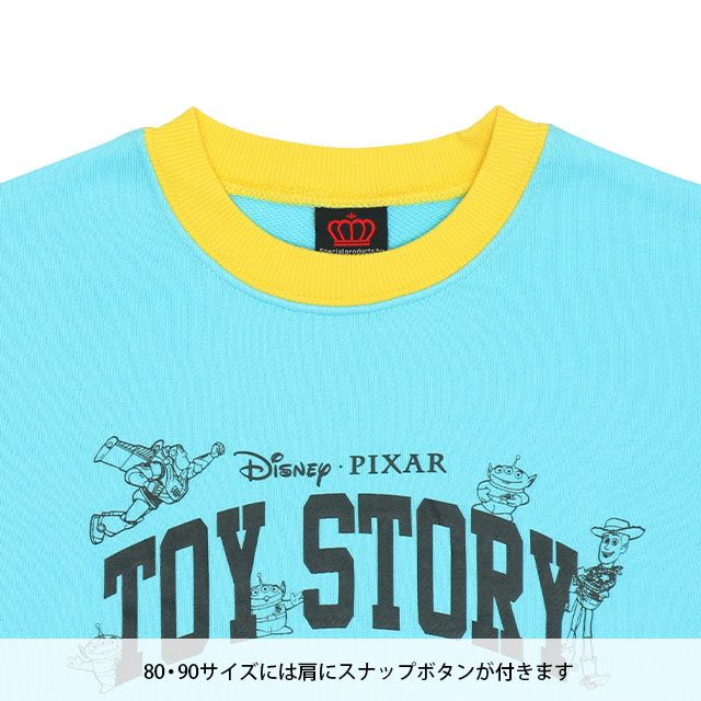 【ベビードール】親子お揃い トイ・ストーリー 袖プリントトレーナー 9619K / ベビーサイズ キッズ リンクコーデ ペアルック 親子コーデ トップス 長袖 クルーネック ウッディ バズ・ライトイヤー ブルズアイ リトルグリーンメン