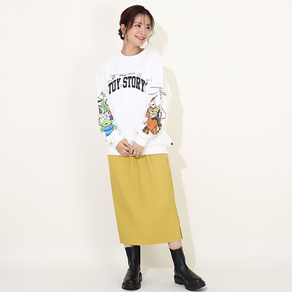 【ベビードール】親子お揃い トイ・ストーリー 袖プリントトレーナー 9619A / 大人 ユニセックス 男女兼用 リンクコーデ ペアルック 親子コーデ トップス 長袖 クルーネック ウッディ バズ・ライトイヤー ブルズアイ