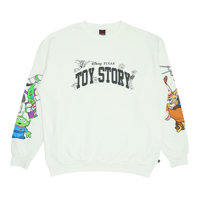【ベビードール】親子お揃い トイ・ストーリー 袖プリントトレーナー 9619A / 大人 ユニセックス 男女兼用 リンクコーデ ペアルック 親子コーデ トップス 長袖 クルーネック ウッディ バズ・ライトイヤー ブルズアイ