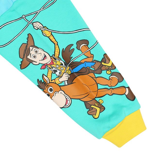 【ベビードール】親子お揃い トイ・ストーリー 袖プリントトレーナー 9619A / 大人 ユニセックス 男女兼用 リンクコーデ ペアルック 親子コーデ トップス 長袖 クルーネック ウッディ バズ・ライトイヤー ブルズアイ