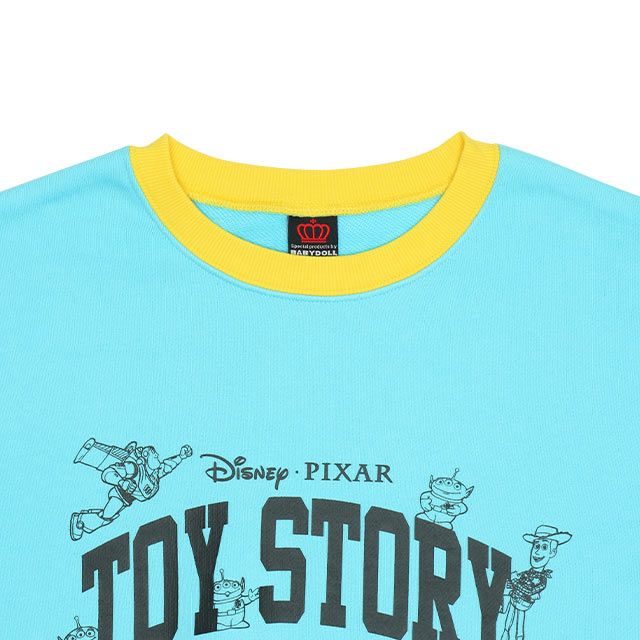 【ベビードール】親子お揃い トイ・ストーリー 袖プリントトレーナー 9619A / 大人 ユニセックス 男女兼用 リンクコーデ ペアルック 親子コーデ トップス 長袖 クルーネック ウッディ バズ・ライトイヤー ブルズアイ
