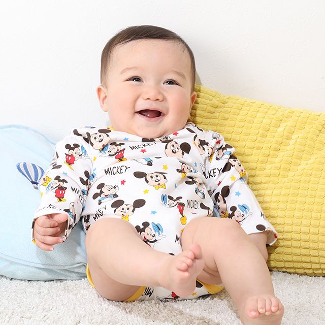 【ベビードール】ミッキー コーデュロイサロペットロンパース 2点セット 9621B