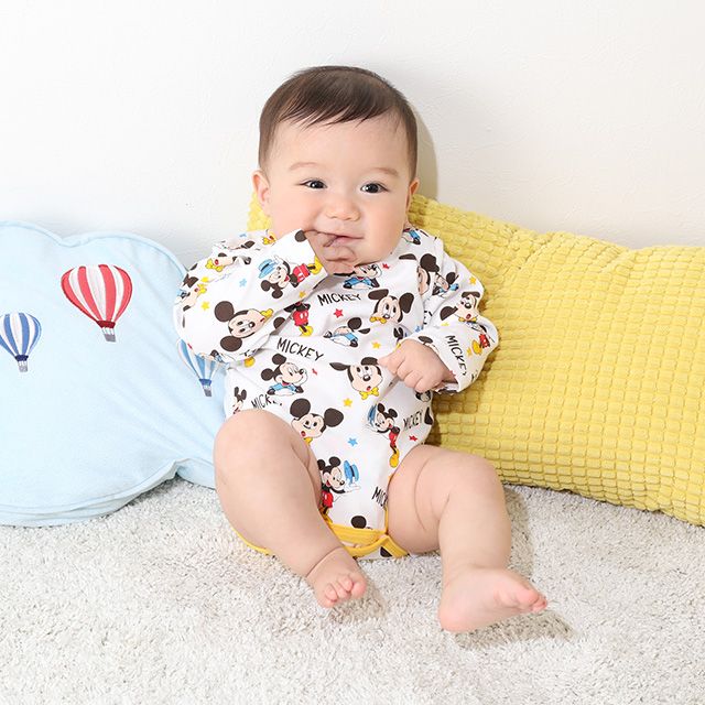 【ベビードール】ミッキー コーデュロイサロペットロンパース 2点セット 9621B