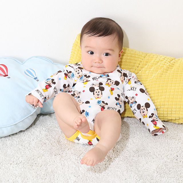 【ベビードール】ミッキー コーデュロイサロペットロンパース 2点セット 9621B