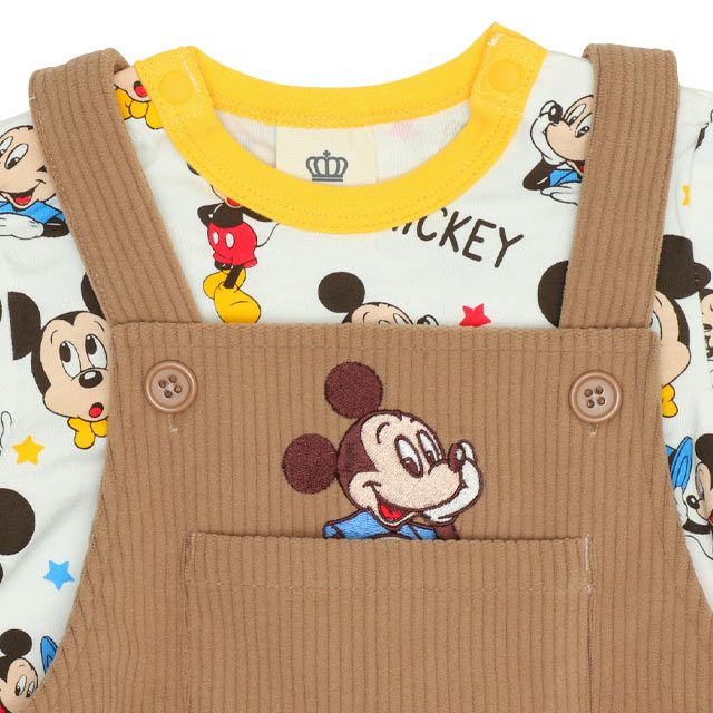 【ベビードール】ミッキー コーデュロイサロペットロンパース 2点セット 9621B