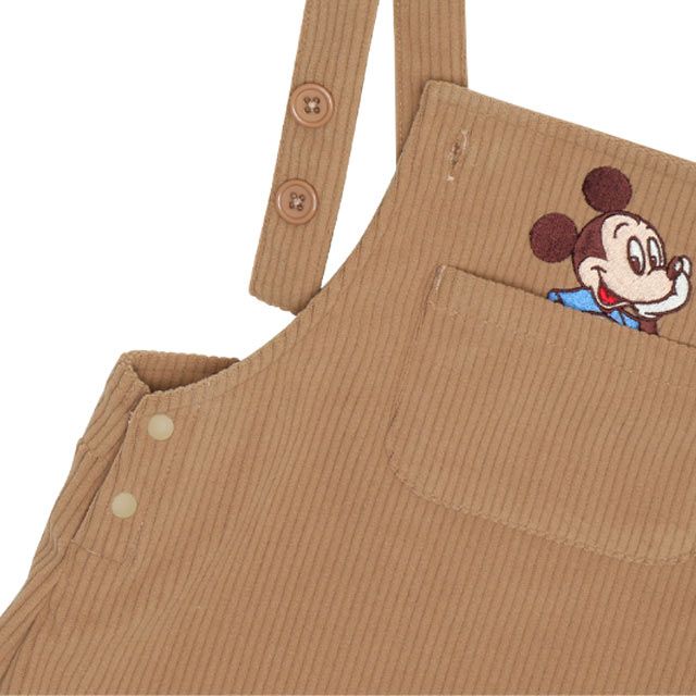【ベビードール】ミッキー コーデュロイサロペットロンパース 2点セット 9621B