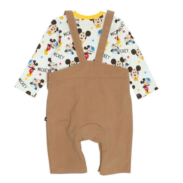 【ベビードール】ミッキー コーデュロイサロペットロンパース 2点セット 9621B