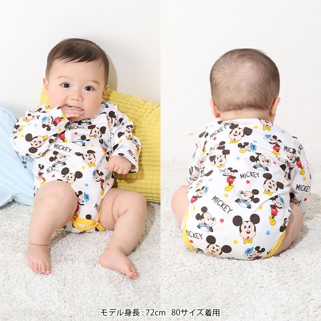 【ベビードール】ミッキー コーデュロイサロペットロンパース 2点セット 9621B