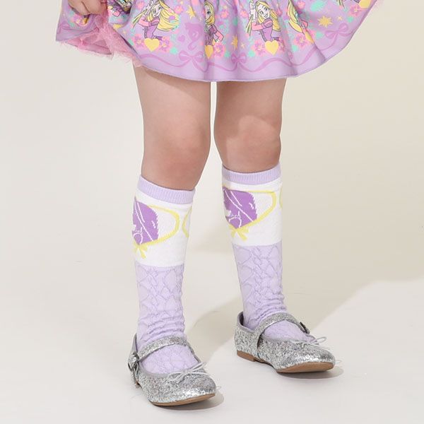 【ベビードール】ラプンツェル プリンセス / ハイソックス 9622 / キッズ くつ下 靴下 13-16cm滑り止め付き ガーリーコーデ お姫様 コスチューム コスプレ