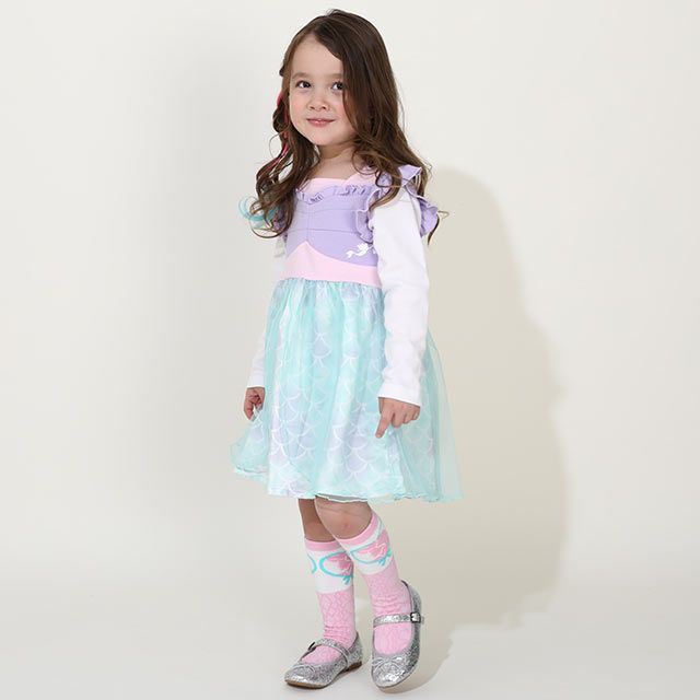 【ベビードール】アリエル プリンセス / ハイソックス 9622 / キッズ くつ下 靴下 13-16cm滑り止め付き ガーリーコーデ お姫様 コスチューム コスプレ