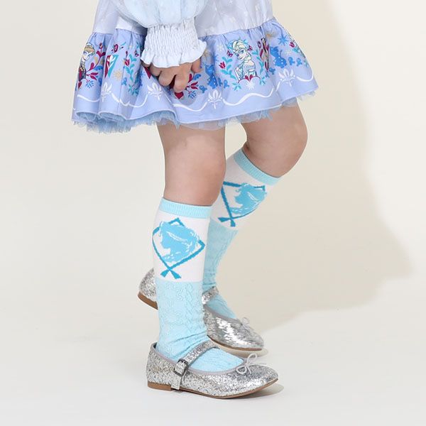 【ベビードール】エルサ プリンセス / ハイソックス 9622 / キッズ くつ下 靴下 13-16cm滑り止め付き ガーリーコーデ お姫様 コスチューム コスプレ