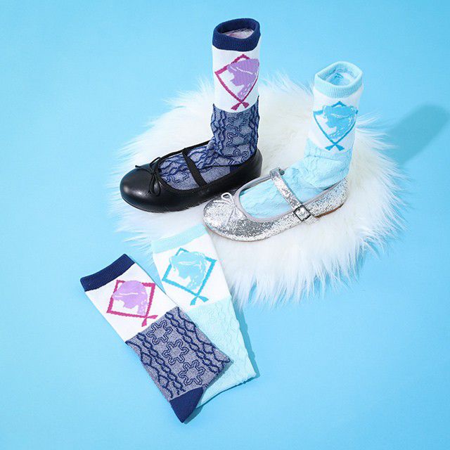 【ベビードール】エルサ プリンセス / ハイソックス 9622 / キッズ くつ下 靴下 13-16cm滑り止め付き ガーリーコーデ お姫様 コスチューム コスプレ