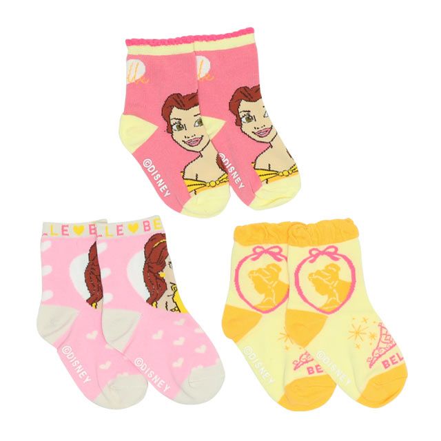 【ベビードール】ベル プリンセス / クルーソックスセット 9666 / キッズ くつ下 靴下 3足セット 3足組み 3点セット 13-16cm滑り止め付き 履き口フリル プチプラ プレゼント 贈り物