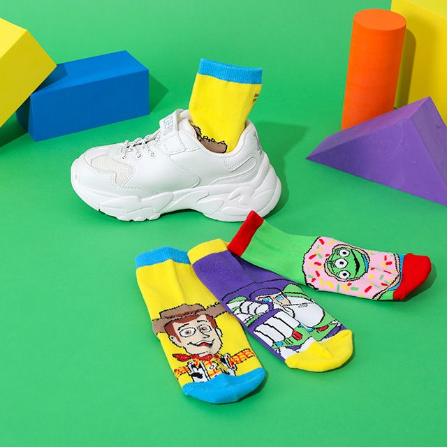 【ベビードール】トイ・ストーリー クルーソックスセット 9667 / ベビーサイズ キッズ くつ下 靴下 3足セット 3足組み 3点セット 10-13cm・13-16cm滑り止め付き ウッディ バズ リトルグリーンメン