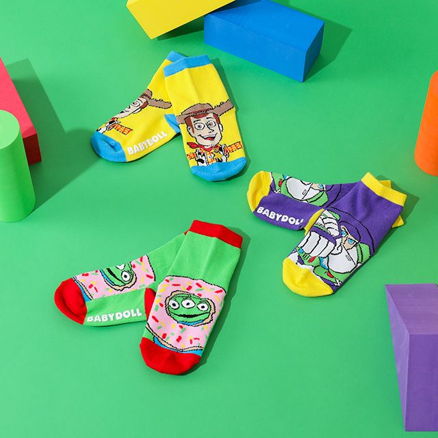 【ベビードール】トイ・ストーリー クルーソックスセット 9667 / ベビーサイズ キッズ くつ下 靴下 3足セット 3足組み 3点セット 10-13cm・13-16cm滑り止め付き ウッディ バズ リトルグリーンメン