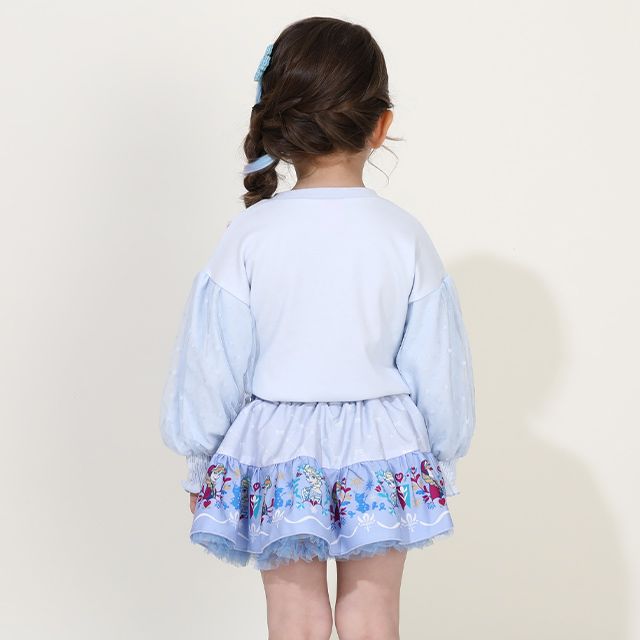 【ベビードール】アナ エルサ プリンセス / チュール袖ロンT 9689K / キッズ トップス 長袖 ボリューム袖 バルーン袖 ドットチュール お姫様 ガーリー