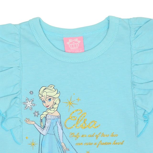 【ベビードール】エルサ プリンセス / 肩フリルロンT 9693K / キッズ トップス 長袖 フリル ラメプリント お姫様 ガーリー 天竺素材