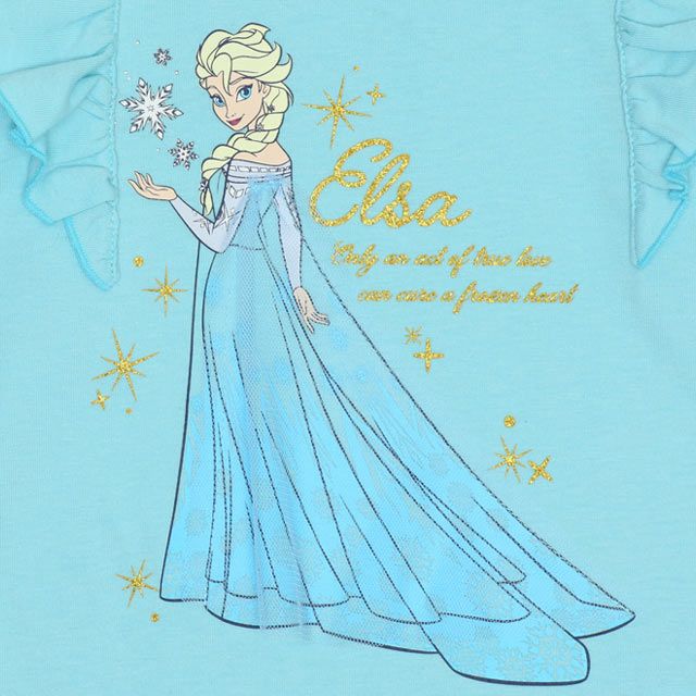 【ベビードール】エルサ プリンセス / 肩フリルロンT 9693K / キッズ トップス 長袖 フリル ラメプリント お姫様 ガーリー 天竺素材