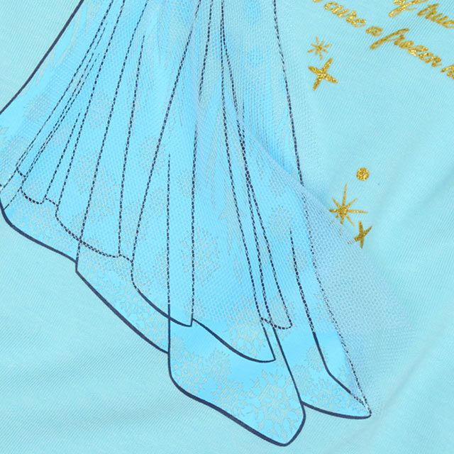【ベビードール】エルサ プリンセス / 肩フリルロンT 9693K / キッズ トップス 長袖 フリル ラメプリント お姫様 ガーリー 天竺素材