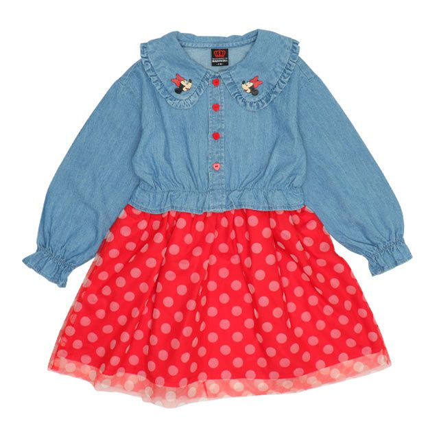 【ベビードール】ミニー シャツドッキング ワンピース 9682K ベビー キッズ 男の子 女の子