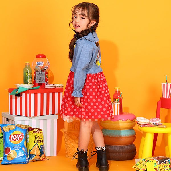 【ベビードール】ミニー シャツドッキング ワンピース 9682K ベビー キッズ 男の子 女の子