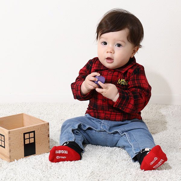 【ベビードール】ミッキー シャツドッキング ロンパース 9683B ベビー 新生児 キッズ 男の子 女の子