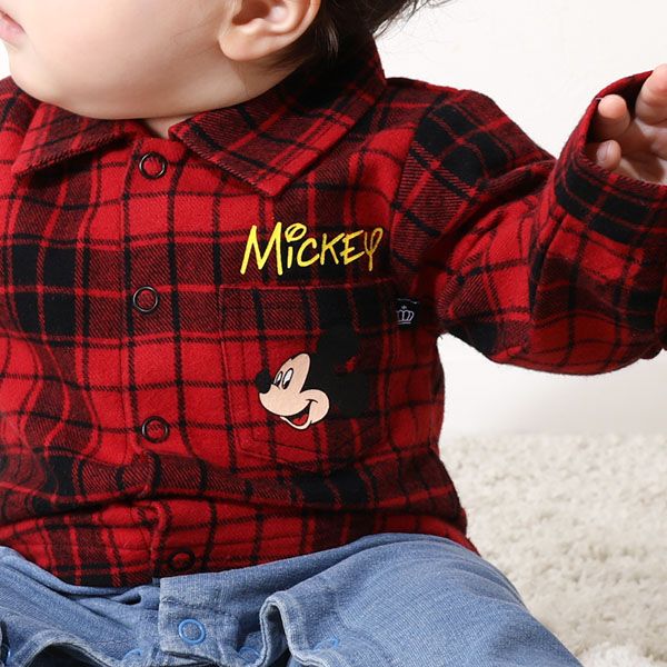 【ベビードール】ミッキー シャツドッキング ロンパース 9683B ベビー 新生児 キッズ 男の子 女の子