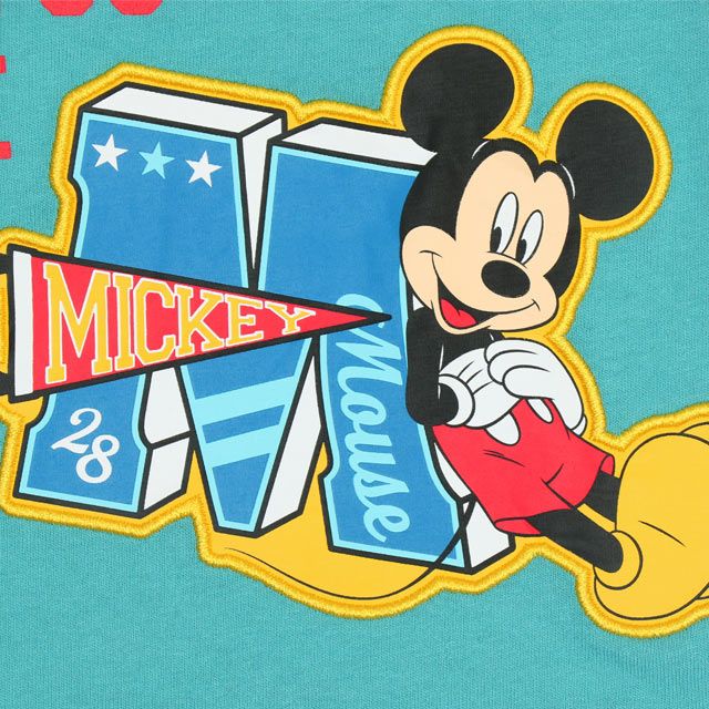 【ベビードール】ミッキー 親子お揃い デニムポケットロンT 9688K / ベビーサイズ キッズ トップス 長袖 Tシャツ クルーネック カットソー リンクコーデ ペアルック 親子コーデ 天竺素材 春秋冬