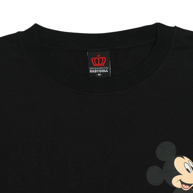 【ベビードール】ミッキー 親子お揃い デニムポケットロンT 9688A / 大人 ユニセックス 男女兼用 リンクコーデ ペアルック 親子コーデ トップス 長袖 Tシャツ クルーネック カットソー 天竺素材 春秋冬