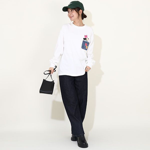 【ベビードール】ミニー 親子お揃い デニムポケットロンT 9688A / 大人 ユニセックス 男女兼用 リンクコーデ ペアルック 親子コーデ トップス 長袖 Tシャツ クルーネック カットソー 天竺素材 春秋冬