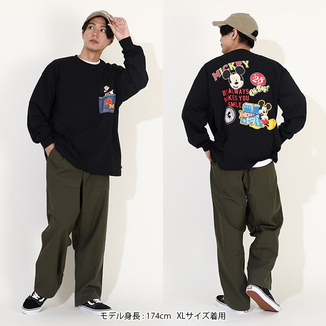 【ベビードール】ドナルド 親子お揃い デニムポケットロンT 9688A / 大人 ユニセックス 男女兼用 リンクコーデ ペアルック 親子コーデ トップス 長袖 Tシャツ クルーネック カットソー 天竺素材 春秋冬