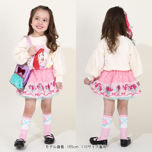 【ベビードール】アリエル プリンセス / チュール袖ロンT 9689K / キッズ トップス 長袖 ボリューム袖 ドットチュール お姫様 ガーリー