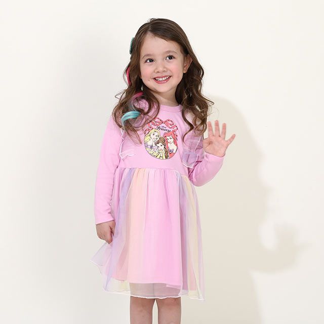 【ベビードール】プリンセス / ドッキングワンピース 9690K / ベル アリエル ラプンツェル キッズ 長袖 スカート チュール フリル ガーリー お姫様