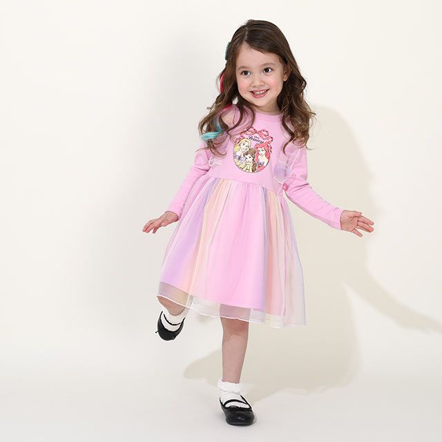 【ベビードール】プリンセス / ドッキングワンピース 9690K / ベル アリエル ラプンツェル キッズ 長袖 スカート チュール フリル ガーリー お姫様