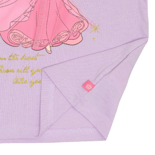 【ベビードール】アリエル プリンセス / 肩フリルロンT 9693K / キッズ トップス 長袖 立体モチーフ 一部ラメプリント、チュール 天竺素材 お姫様 ガーリー