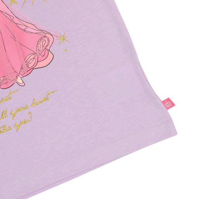 【ベビードール】アリエル プリンセス / 肩フリルロンT 9693K / キッズ トップス 長袖 立体モチーフ 一部ラメプリント、チュール 天竺素材 お姫様 ガーリー