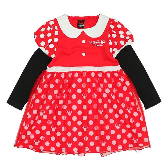 【ベビードール】ミニー なりきるワンピース 8724K / ベビーサイズ キッズ 長袖 ワンピ スカート 仮装 コスチューム コスプレ ガーリー