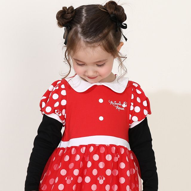 【ベビードール】ミニー なりきるワンピース 8724K / ベビーサイズ キッズ 長袖 ワンピ スカート 仮装 コスチューム コスプレ ガーリー