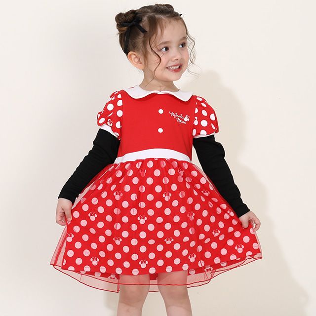 【ベビードール】ミニー なりきるワンピース 8724K / ベビーサイズ キッズ 長袖 ワンピ スカート 仮装 コスチューム コスプレ ガーリー