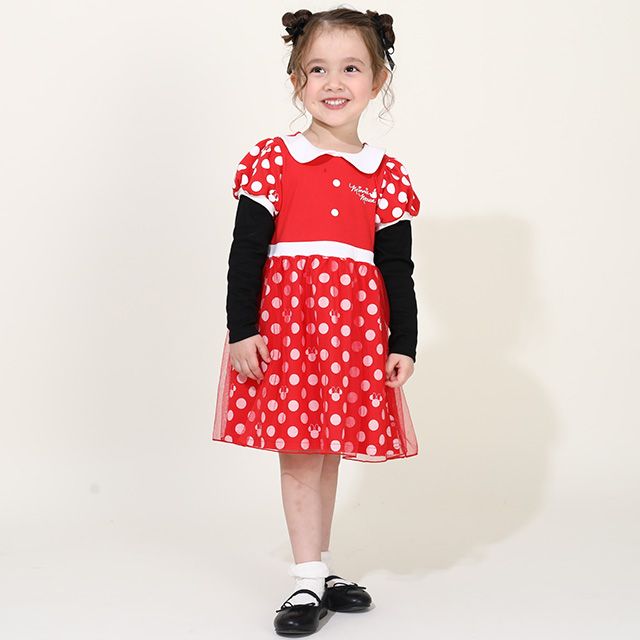 【ベビードール】ミニー なりきるワンピース 8724K / ベビーサイズ キッズ 長袖 ワンピ スカート 仮装 コスチューム コスプレ ガーリー