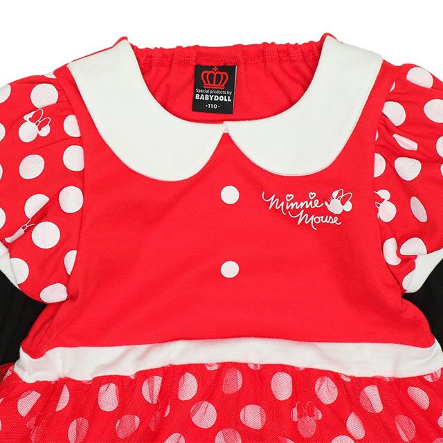 【ベビードール】ミニー なりきるワンピース 8724K / ベビーサイズ キッズ 長袖 ワンピ スカート 仮装 コスチューム コスプレ ガーリー