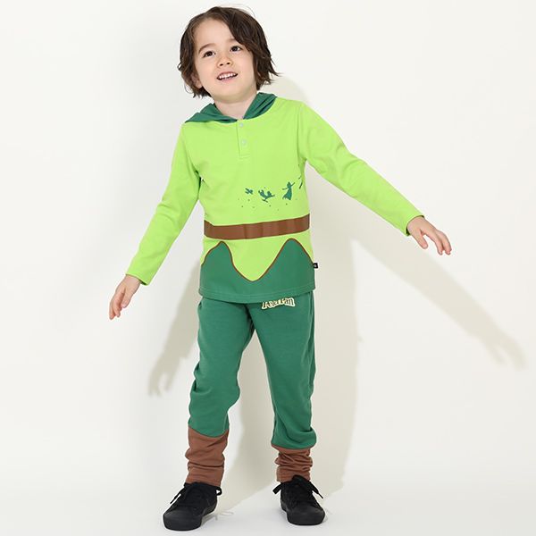 【ベビードール】ピーター・パン なりきるパーカー&ロングパンツ セットアップ 9749K / ベビーサイズ キッズ 長袖 長ズボン 上下セット ウエスト総ゴム ゴム穴付き 仮装 コスチューム コスプレ