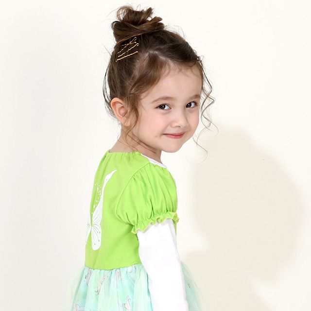 【ベビードール】ティンカーベル なりきるワンピース 8724K / ベビーサイズ キッズ 長袖 ワンピ スカート 仮装 コスチューム コスプレ ガーリー